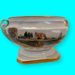 Lenwile Ardalt Hand-painted Urn #7732 Country Scene Gold Handles